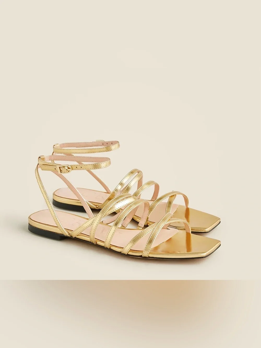 J.Crew New Cappy Strap Gold Sandals 9.5 NWOT - Picture 1 of 12